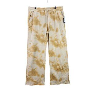 Womens IML Tan Tie Dye Fleece Sweatpants Drawstring Cotton Polyester Size XXL